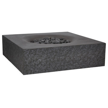 Pyromania Monument Concrete Fire Pit Table, 41"x41", Charcoal, Propane