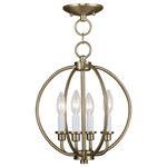 Livex Lighting - Milania Convertible Chain-Hang and Ceiling Mount, Antique Brass - Add fresh style to an entryway, dining room and more. clean, elegant curves define this handsome pendant design. Inspired by classic cottage and continental style lighting, it comes in an antique brass finish on the orb shaped frame and canopy.