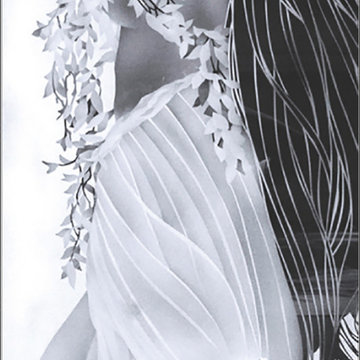 "Hula Dancer" Etched Glass door panel for Privacy