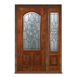 Prehung Sidelight Door 80 Wood Alder Brazos 2 Panel Arch Lite Glass - Front Doors
