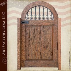 Garden Gate Custom Solid Wood And Hand Forged iron - 7043WI - Gardening And Lawn Care