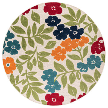 Ostro Modern Floral Area Rug, Multi-Color, 5'3'' Round