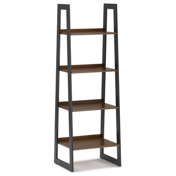Sawhorse Solid Walnut Veneer And Metal Ladder Shelf