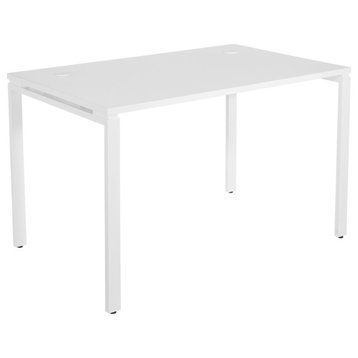48" Writing Desk With White Laminate Top and White Finish Metal Legs