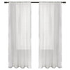 Sheer Bordered Pom Pom Applique Rod Pocket Curtain Panel Pair, White, 54" X 84"