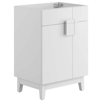 Modway Miles 24" Wood Bathroom Vanity Cabinet with Tapered Legs in White