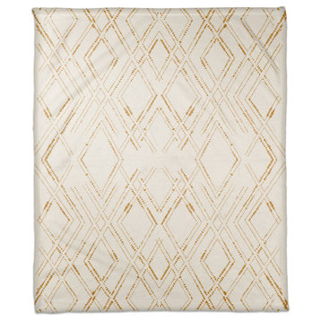 White and Gold Diamond 50x60 Coral Fleece Blanket