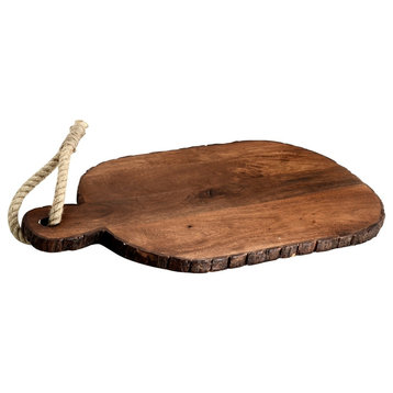 Mascot Hardware 17'' L X 10'' W Oval Wooden Bark Cutting Board With Handle