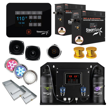 2 x 9kW QuickStart Steam Bath Generator With Dual Aroma Pump, Gold