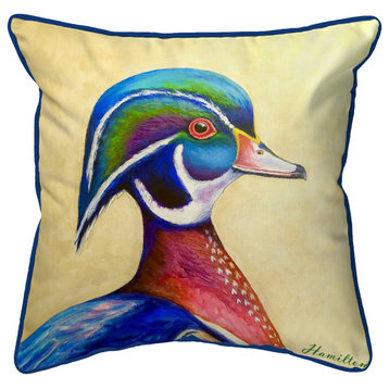 Betsy Drake Mr. Wood Duck Extra Large Zippered Indoor/Outdoor Pillow 22x22