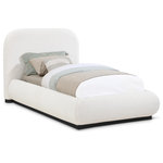 Meridian Furniture - Vaughn Bed, Cream, Twin, Boucle Fabric, Black Finish - Transform your bedroom into a cozy and inviting retreat with the Vaughn Twin Bed. With its rich cream boucle textured fabric and solid wood base in a black finish, this bed exudes a warm and inviting ambiance that will make you feel right at home. Its soft and plush surface provides a cozy and comfortable retreat, while its sturdy and durable construction ensures that you can enjoy long-lasting comfort. So go ahead, treat yourself to a restful night's sleep in this exquisite bed, and wake up feeling refreshed and rejuvenated.