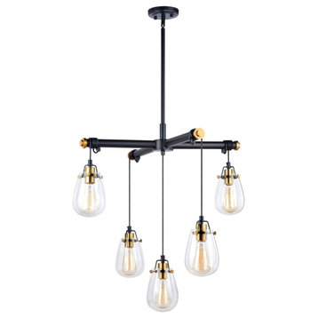 Vaxcel Lighting H0184 Kassidy 5 Light 26-1/2"W Chandelier - Black and Natural