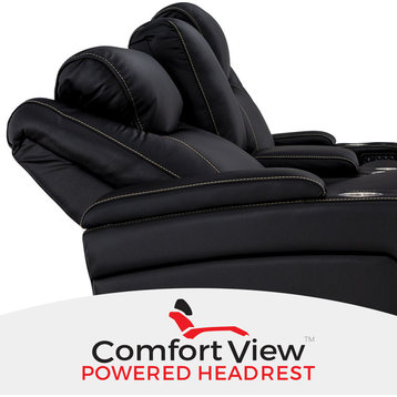 Seatcraft Vienna Leather Home Theater Seating Power Recline Loveseat, Black