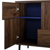 Contemporary Storage Cabinet, Geometric Design With Drawers & 2 Doors, Brown