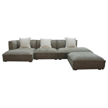 Divani Casa Dania Modern Beige Fabric Sectional and Ottoman
