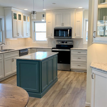 Lake House Kitchen With Ivory and Capri Blue Accents