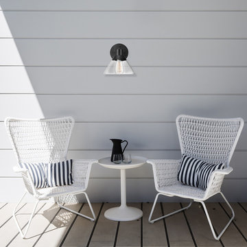 Bolton 1-Light Outdoor Indoor Wall Sconce, Matte Black, Seeded Glass Shade