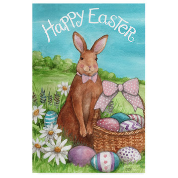 Melinda Hipsher 'Happy Easter Bunny With Basket' Canvas Art, 19"x12"
