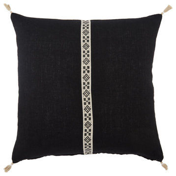 Jaipur Living Loma Tribal Black/ Ivory Throw Pillow, Polyester Fill