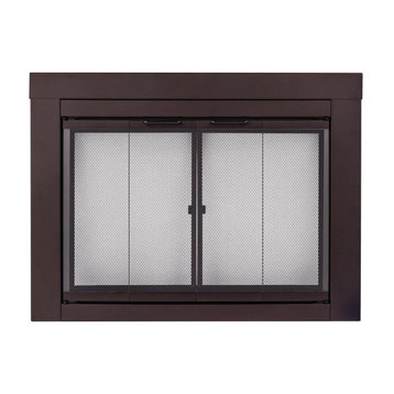 Pleasant Hearth Ascot Collection Fireplace Glass Door, Oil Rubbed Bronze, Large