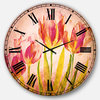 Red Tulips Floral Round Metal Wall Clock, 36x36