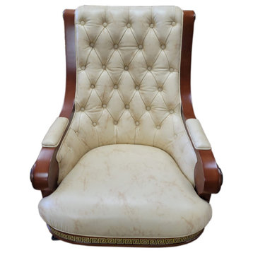 Genuine Cream Leather Executive Chair