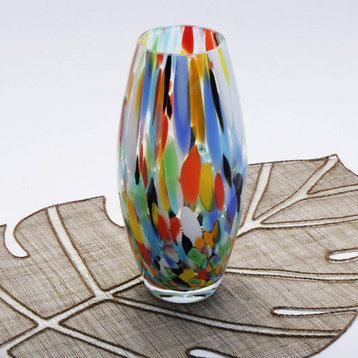 Novica Handmade Carnival Confetti Handblown Art Glass Vase (9 Inch)