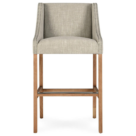 Castaic Stool by Kosas Home, French Beige, Bar Height