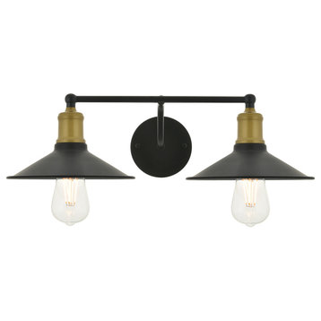 Living District Etude 2-Light Brass and Black Wall Sconce