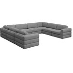 Meridian Furniture - Beckham Linen Textured Fabric 8-Piece Modular U-Shaped Sectional, Grey - Liven up your living space with this Beckham grey durable linen polyester fabric sectional. Its grey color complements any contemporary home decor, while its durable linen and polyester fabric upholstery provides you with a soft and comfortable place to sit. This sectional is modular, so you can create infinite configurations, which are easily attached using the attachment latch underneath. Its linen, wood, and foam construction guarantees stability for years to come.