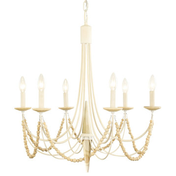 Varaluz 350C06 Brentwood 6 Light 27"W Taper Candle Style - Country White