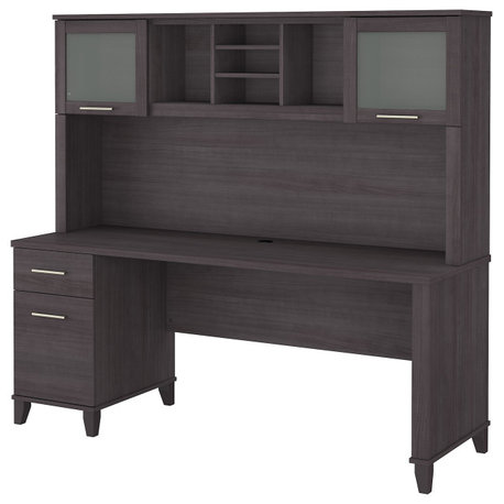 Bush Furniture Somerset 72" Office Desk With Hutch, Storm Gray