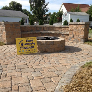Fire pit, wall of seats, patios, & Walkway Installation in Hanover, PA