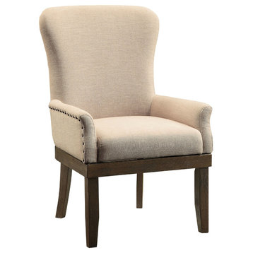 Acme Landon Arm Chair, Beige Linen and Salvage Brown