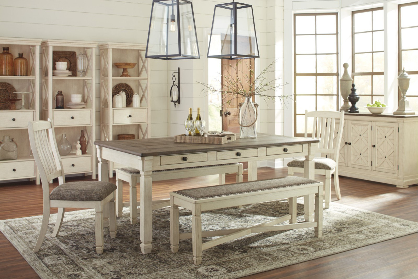 Emma Mason Signature Beverly Rectangular Dining Table in White/Oak ...