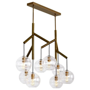 Sedona 8-Light 2700K LED Contemporary Chandelier in Aged Brass and Clear