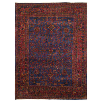 Old Persian Kashan Good Cond Slight Wear Soft 300 KPSI Saturated Rug,8'10"x11'1"