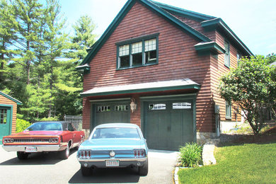 Inspiration for a large timeless detached two-car garage workshop remodel in Boston