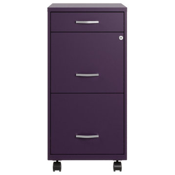 Space Solutions 18"D 3 Drawer Mobile Metal File Cabinet Midnight Purple