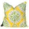 Suzani Linen Pillow Cover, Yellow and Green