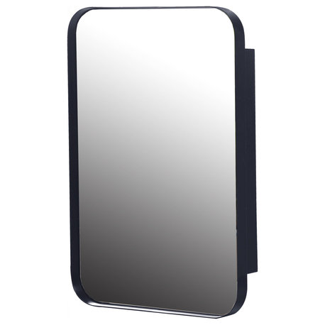 GDF Studio 16"x24" Recessed Medicine Cabinet, Adjustable Shelves, Matte Black