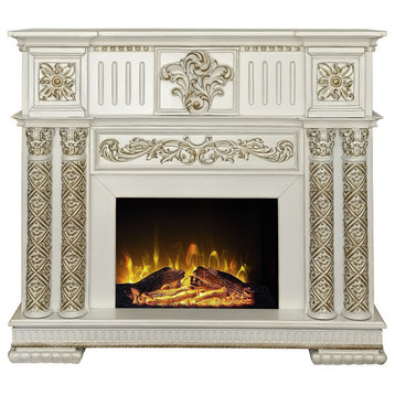 ACME Vendome Fireplace in Antique Pearl Finish