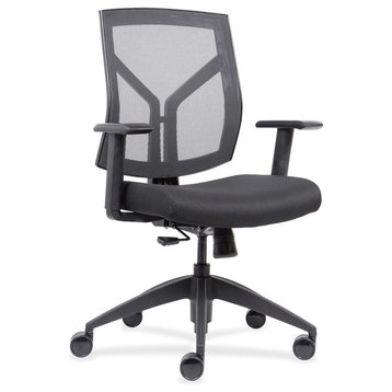 Lorell Mid-Back Chair With Mesh Back and Fabric Seat, Fabric Black, Foam Seat