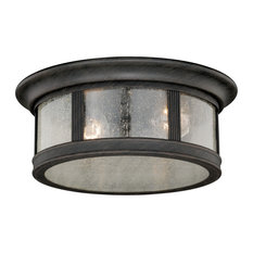 Vaxcel Lighting T0155 Hanover 2 Light Flush Mount Outdoor Ceiling - Rust Iron
