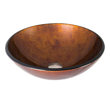 VIGO Glass Vessel Bathroom Sink, Russet Glass