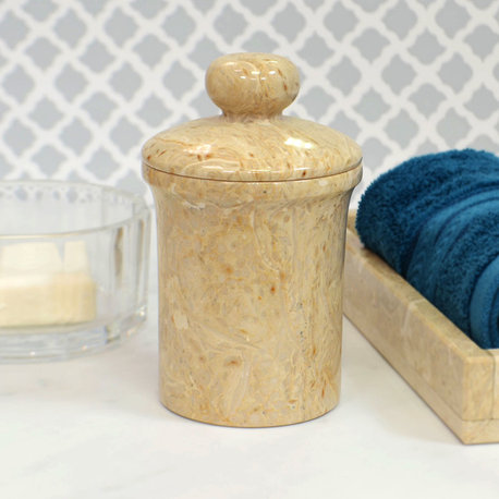 Polished Marble Bathroom Jar, Golden Wheat