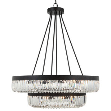 Alister 26-Light Transitional Chandelier in Charcoal Bronze with Clear Glass C