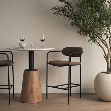 Parker Brown Faux Leather With Black Metal Counter Stool