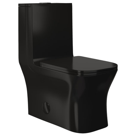 Concorde One Piece Square Toilet Dual Flush, Glossy Black 1.1/1.6 gpf