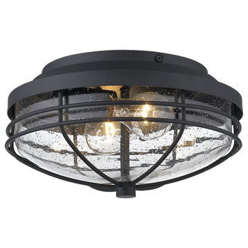 Golden Lighting 9808-OFM Seaport 2 Light 12"W Outdoor Flush Mount - Natural